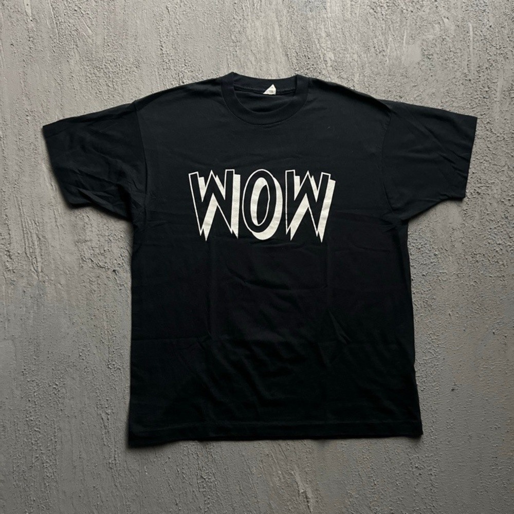 Vintage WOW Shirt XL Black 1980s USA Cartoon Comic